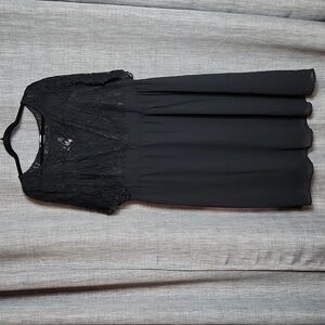 Pinup Fashion Chic Black Lace Chiffon Midi Dress – Size 18 – NWT